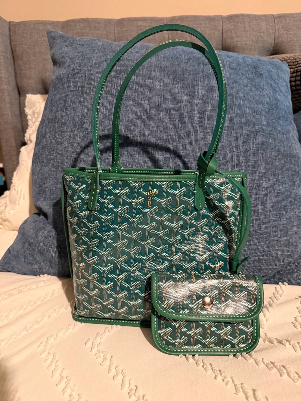 Goyard Green Mini Anjou Tote with Matching Pouch
